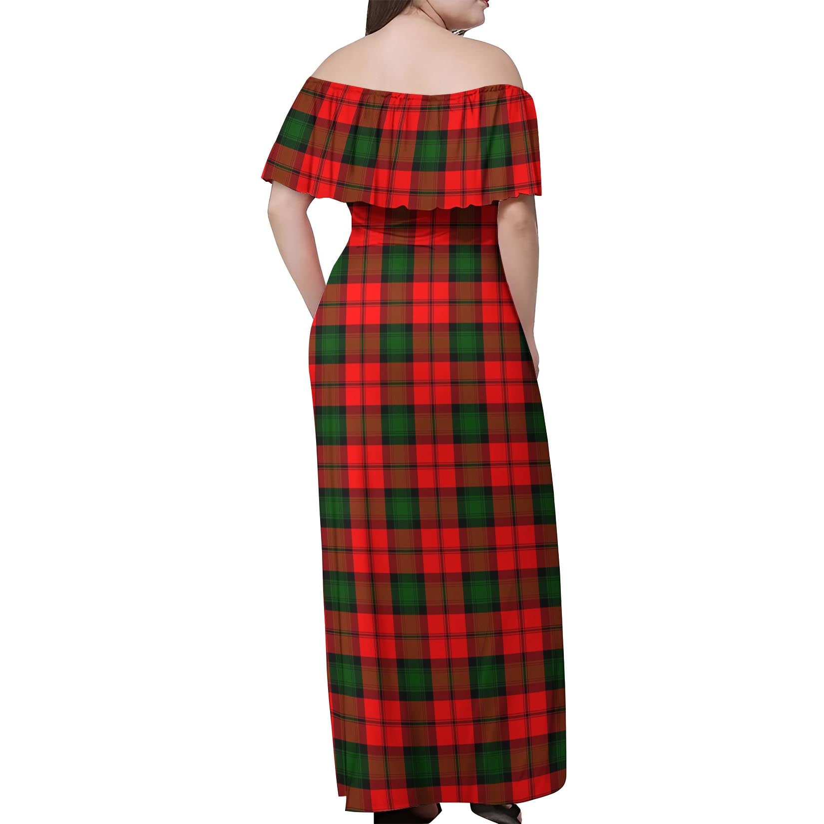 Kerr Modern Tartan Off Shoulder Long Dress - Tartanvibesclothing