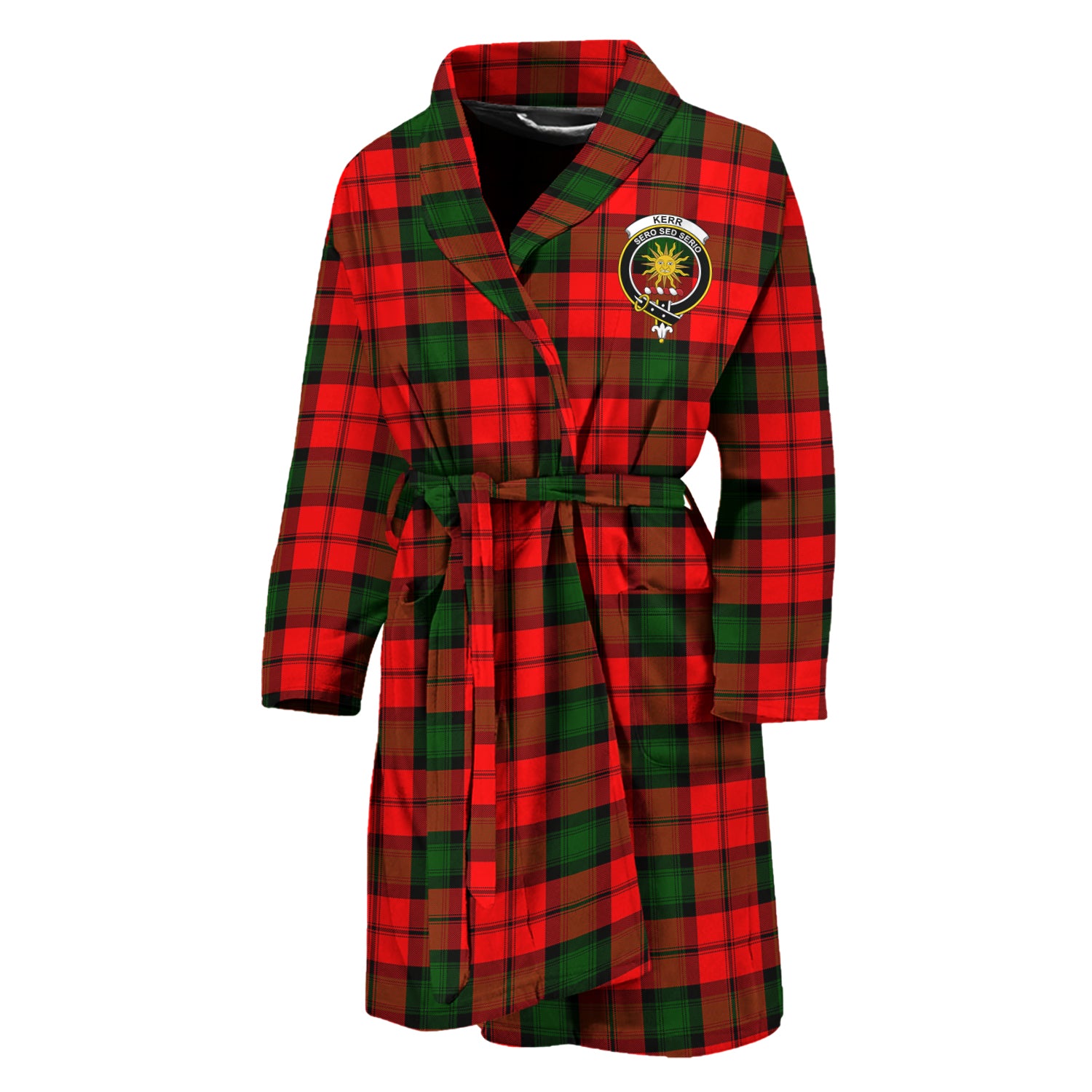 Kerr Modern Tartan Bathrobe with Family Crest Unisex M - Tartan Vibes Clothing