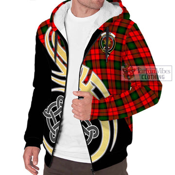 Kerr Modern Tartan Sherpa Hoodie with Family Crest and Celtic Symbol Style