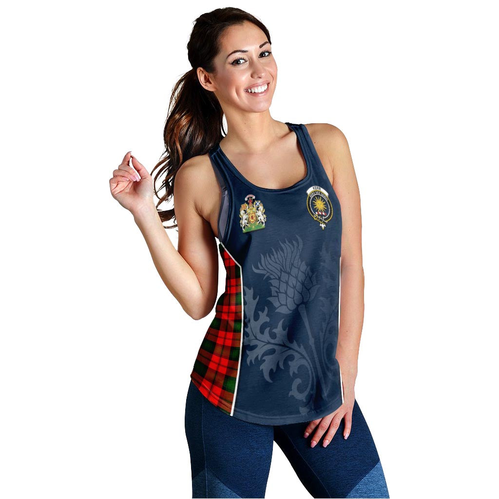 Tartan Vibes Clothing Kerr Modern Tartan Women's Racerback Tanks with Family Crest and Scottish Thistle Vibes Sport Style