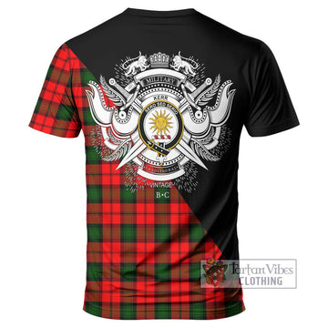 Kerr Modern Tartan T-Shirt with Family Crest and Military Logo Style