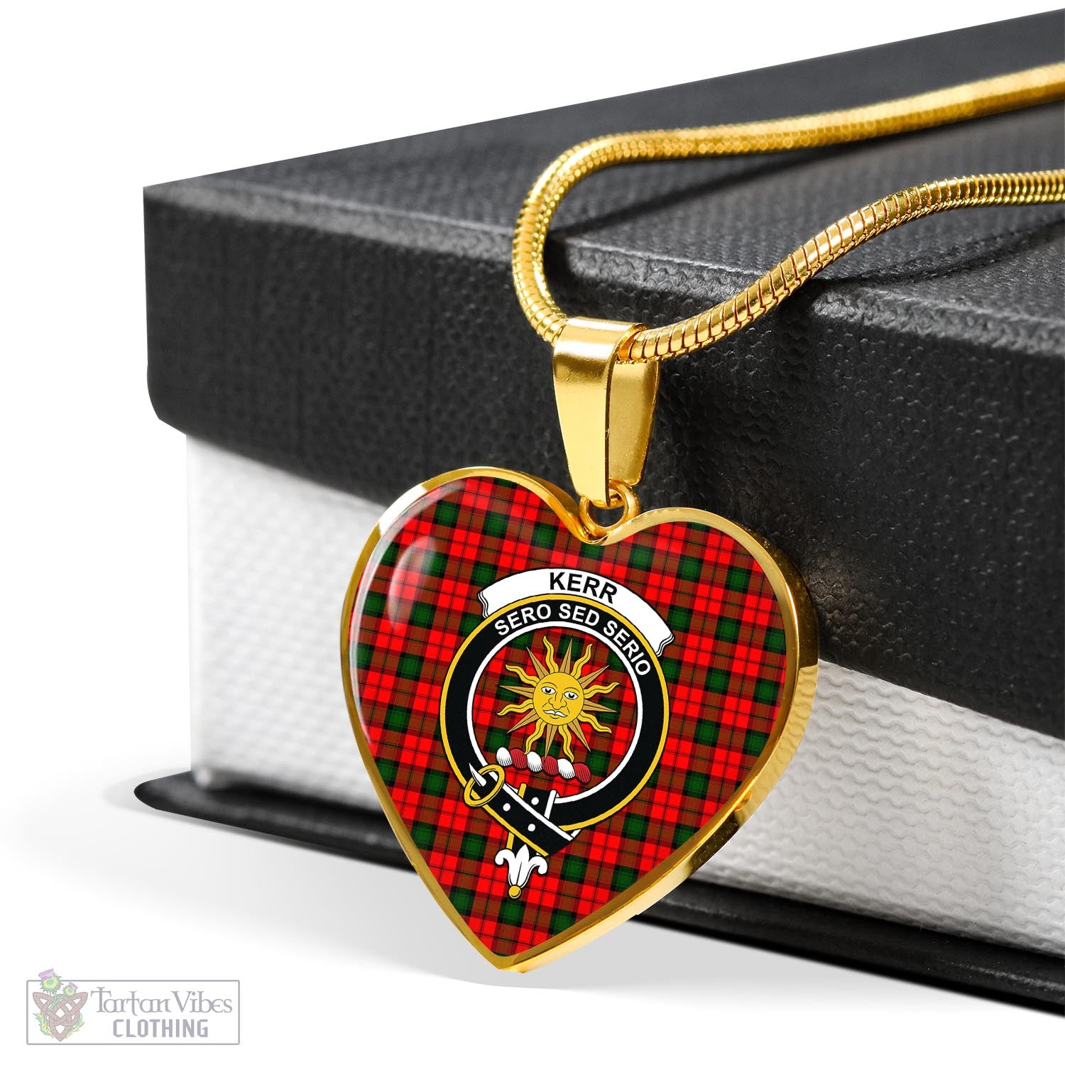 Tartan Vibes Clothing Kerr Modern Tartan Heart Necklace with Family Crest