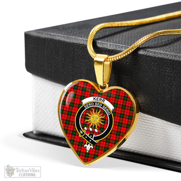 Kerr Modern Tartan Heart Necklace with Family Crest