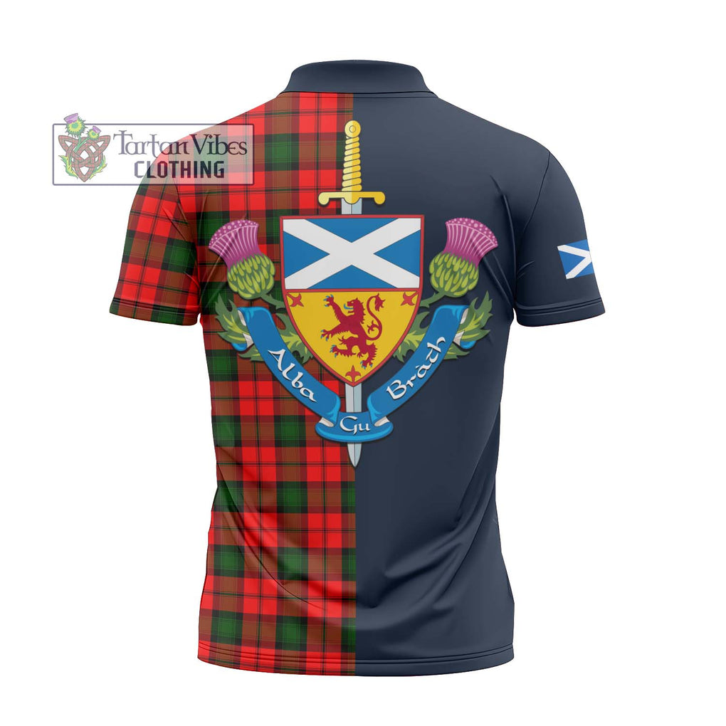 Tartan Vibes Clothing Kerr Modern Tartan Zipper Polo Shirt with Scottish Lion Royal Arm Half Style