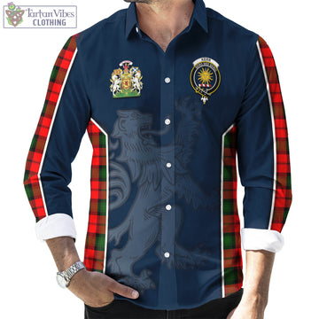 Kerr Modern Tartan Long Sleeve Button Up Shirt with Family Crest and Lion Rampant Vibes Sport Style