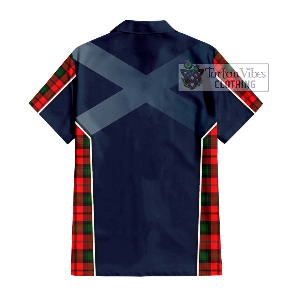 Kerr Modern Tartan Short Sleeve Button Shirt with Family Crest and Lion Rampant Vibes Sport Style - Tartan Vibes Clothing