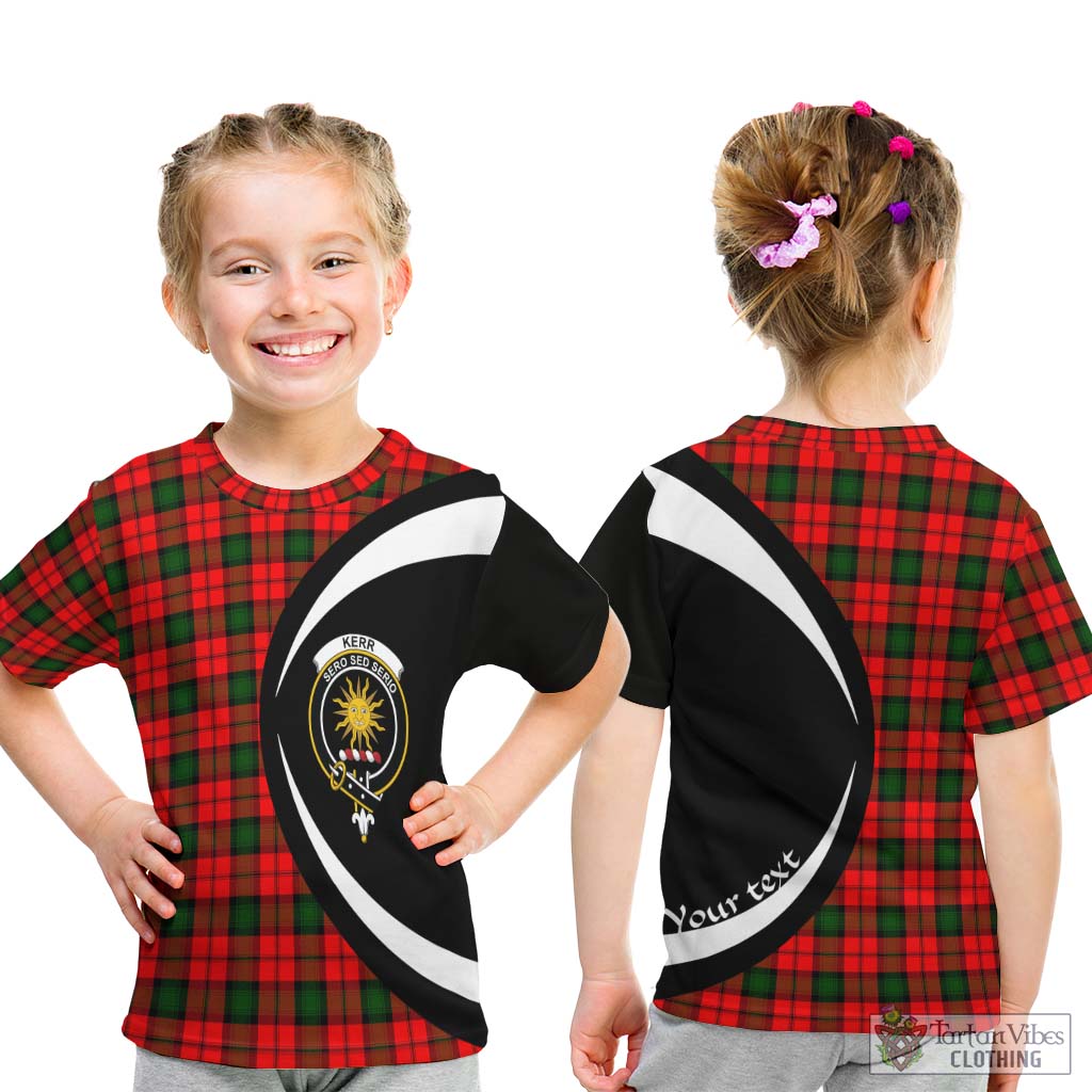 Kerr Modern Tartan Kid T-Shirt with Family Crest Circle Style - Tartan Vibes Clothing