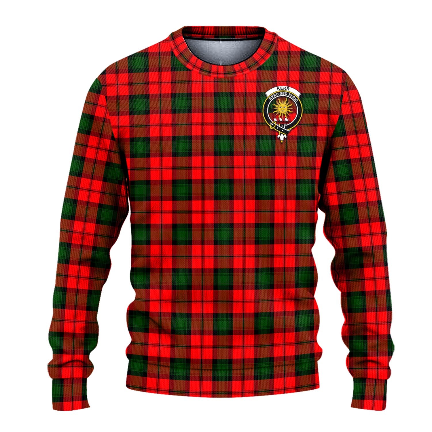 Kerr Modern Tartan Knitted Sweater with Family Crest - Tartanvibesclothing