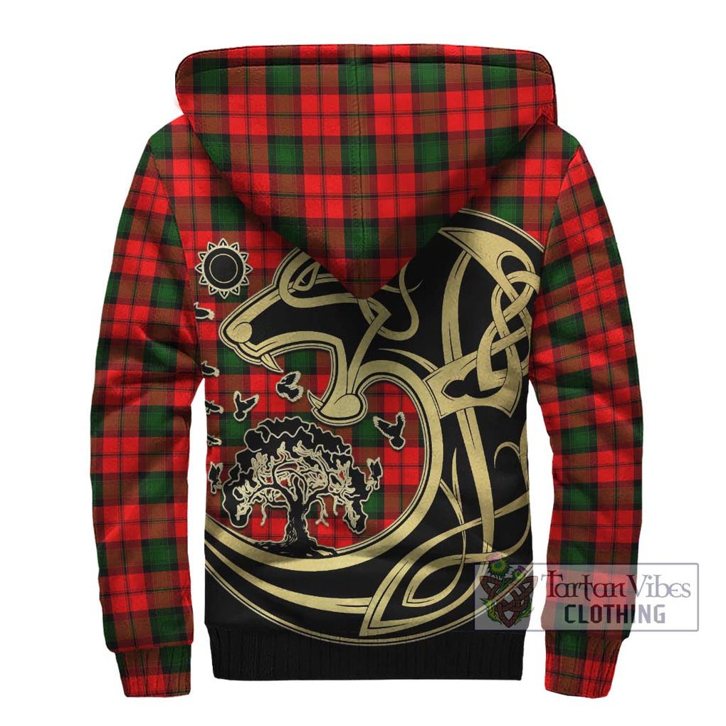 Kerr Modern Tartan Sherpa Hoodie with Family Crest Celtic Wolf Style - Tartan Vibes Clothing