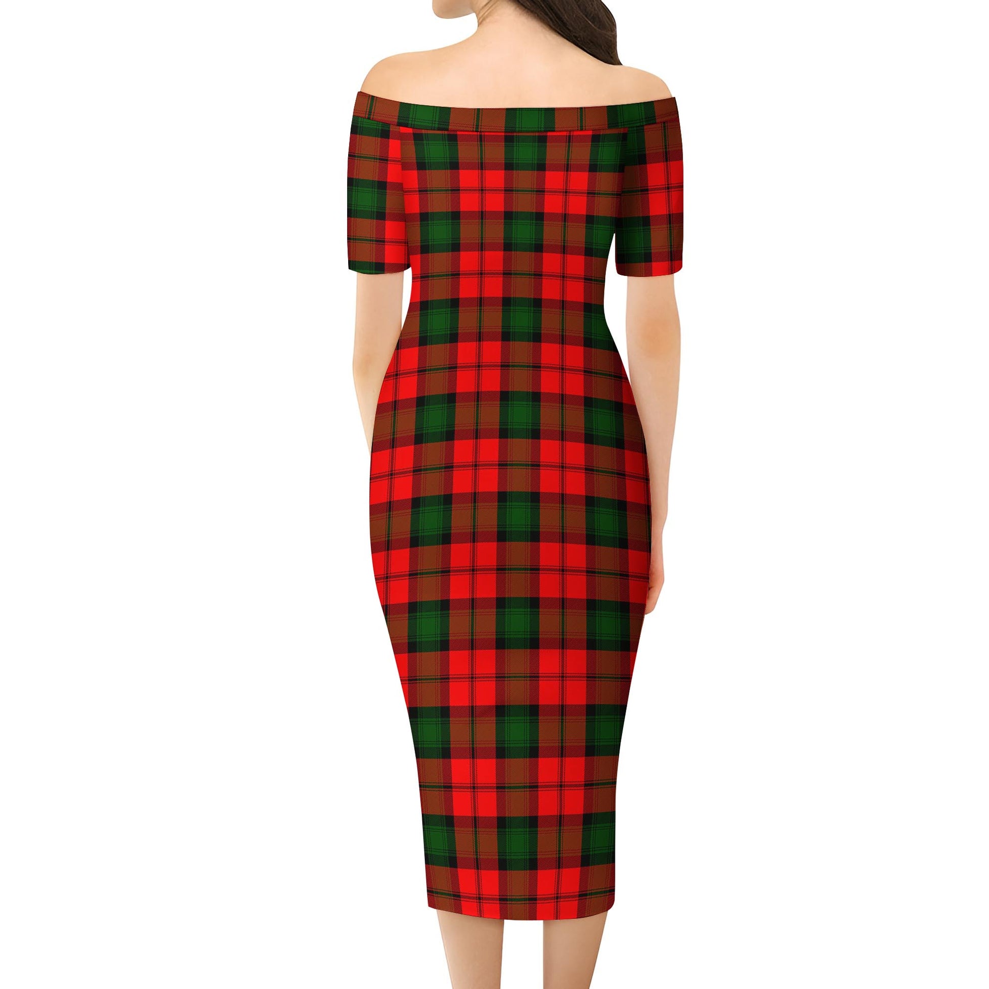 Kerr Modern Tartan Off Shoulder Lady Dress - Tartanvibesclothing