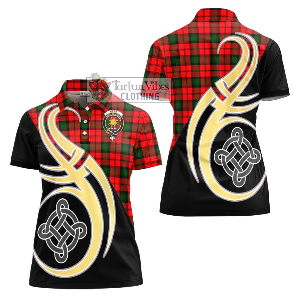 Kerr Modern Tartan Women's Polo Shirt with Family Crest and Celtic Symbol Style - Tartan Vibes Clothing