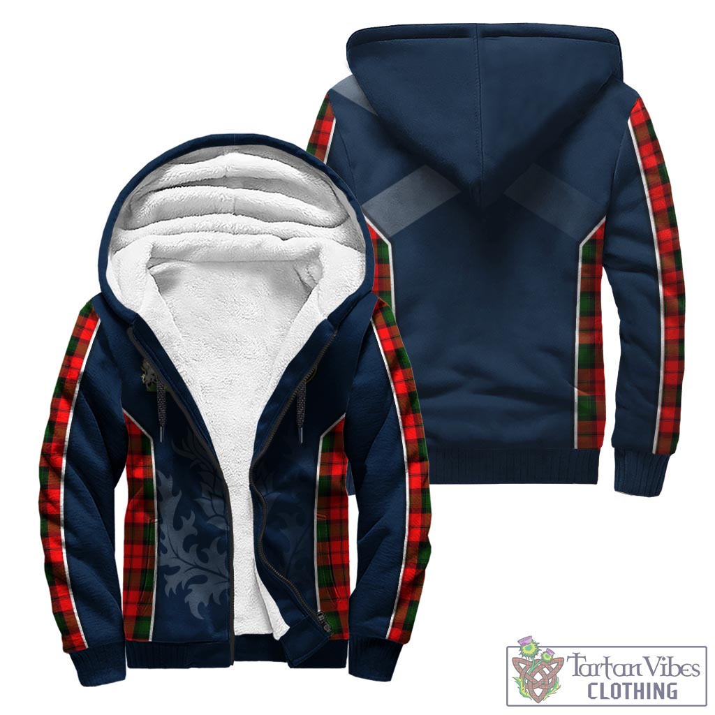 Tartan Vibes Clothing Kerr Modern Tartan Sherpa Hoodie with Family Crest and Scottish Thistle Vibes Sport Style