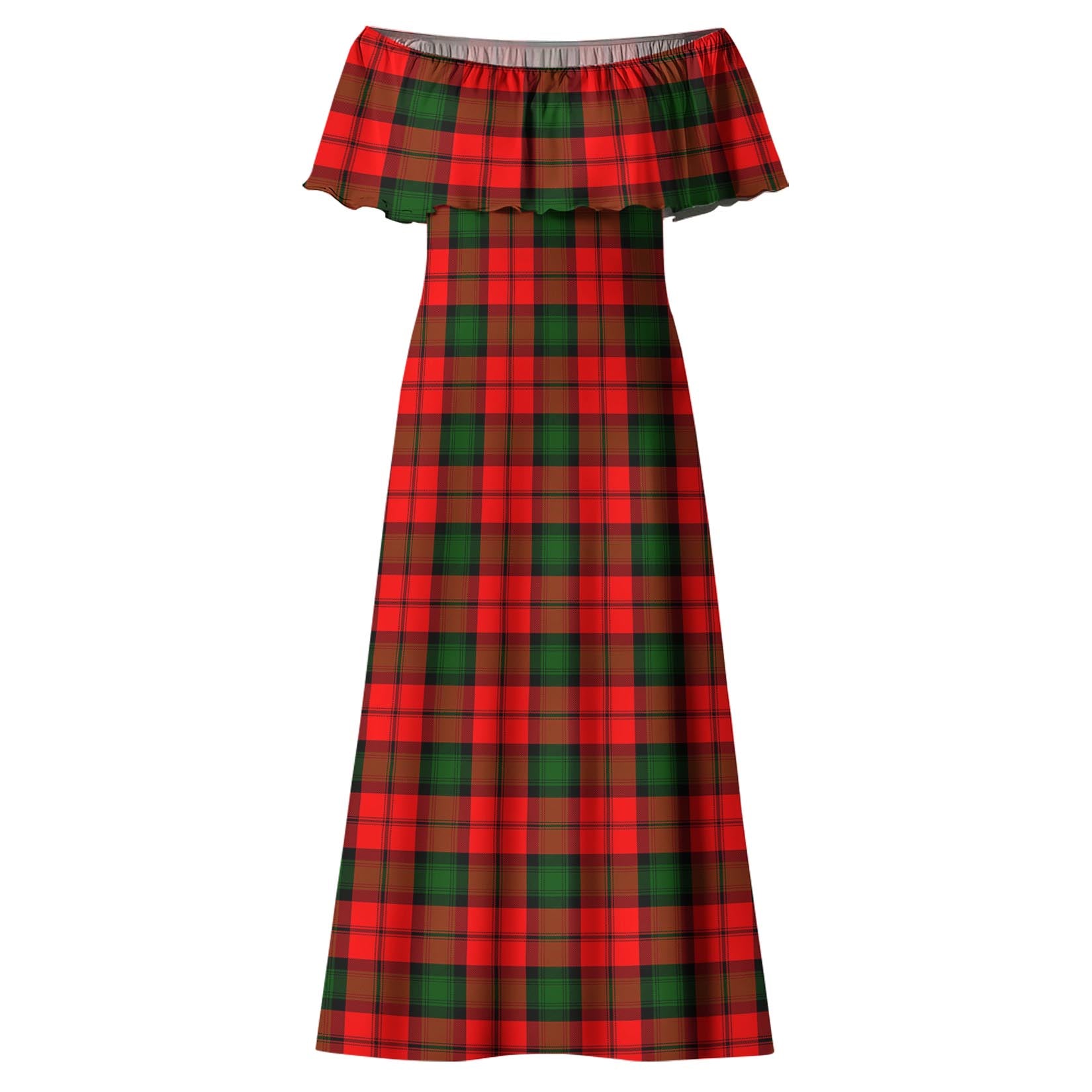 Kerr Modern Tartan Off Shoulder Long Dress - Tartanvibesclothing