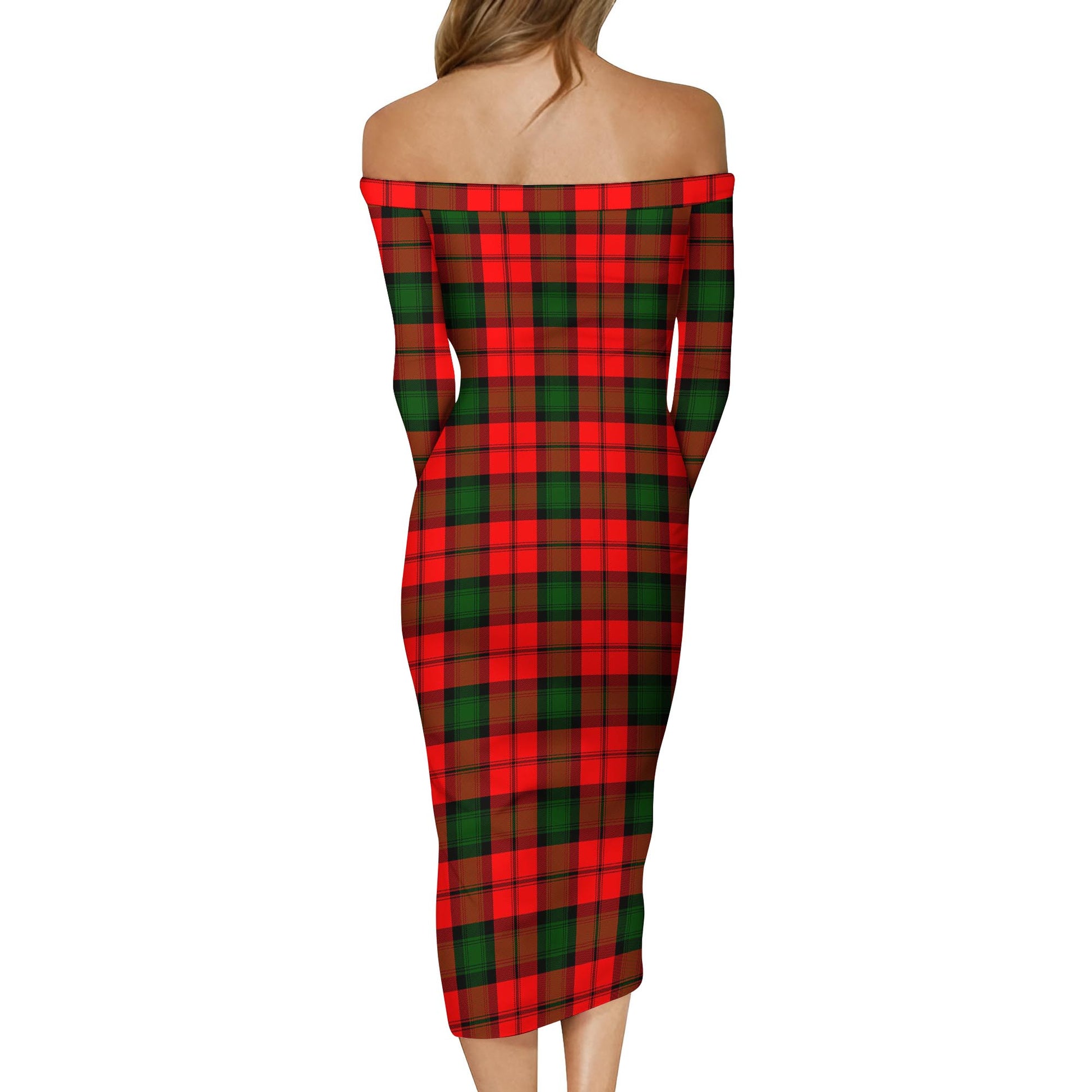 Kerr Modern Tartan Off Shoulder Lady Dress - Tartanvibesclothing