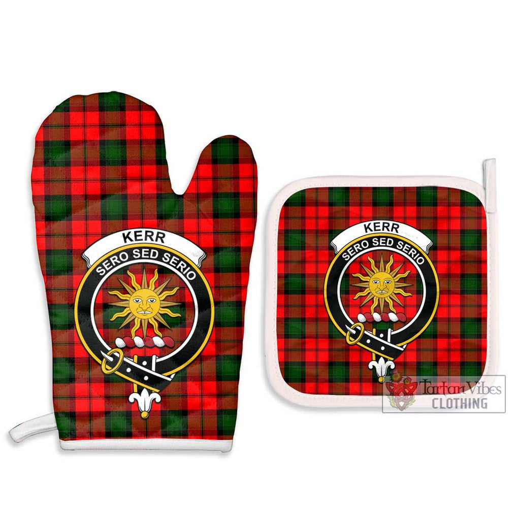 Kerr Modern Tartan Combo Oven Mitt & Pot-Holder with Family Crest Combo 1 Oven Mitt & 2 Pot-Holder White - Tartan Vibes Clothing