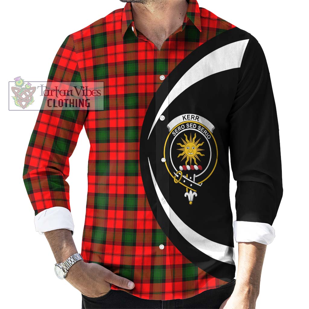 Kerr Modern Tartan Long Sleeve Button Up with Family Crest Circle Style - Tartan Vibes Clothing