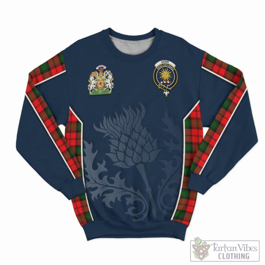 Tartan Vibes Clothing Kerr Modern Tartan Sweatshirt with Family Crest and Scottish Thistle Vibes Sport Style