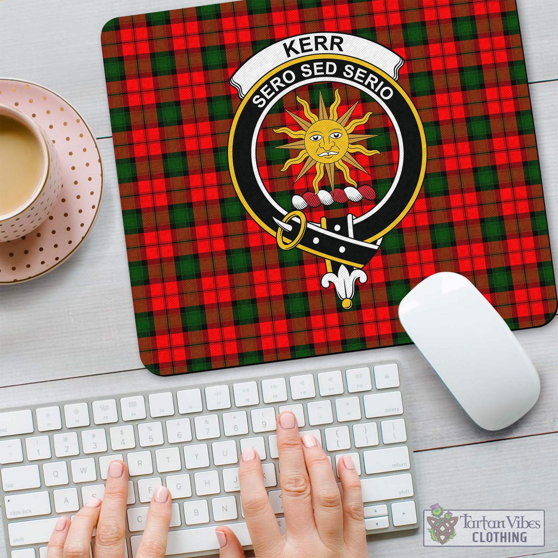 Tartan Vibes Clothing Kerr Modern Tartan Mouse Pad with Family Crest