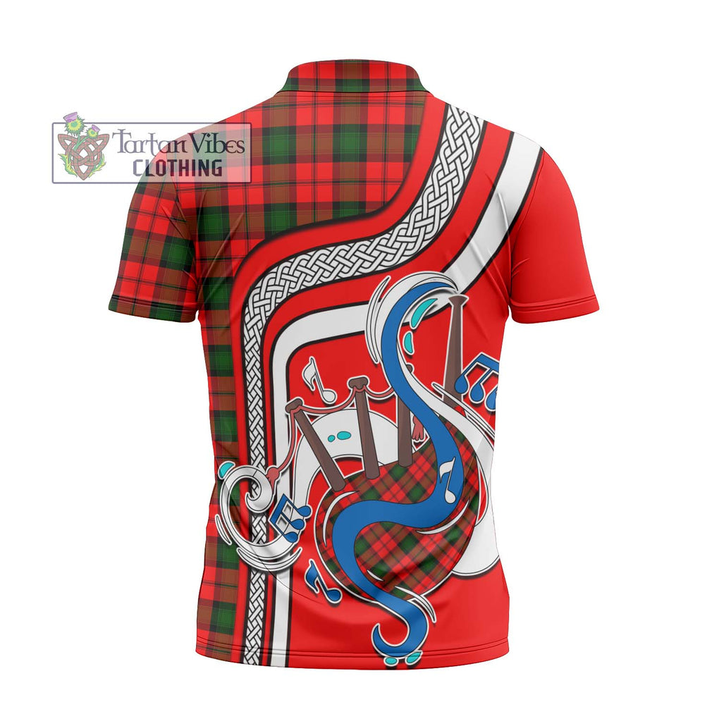 Kerr Modern Tartan Zipper Polo Shirt with Epic Bagpipe Style - Tartanvibesclothing Shop