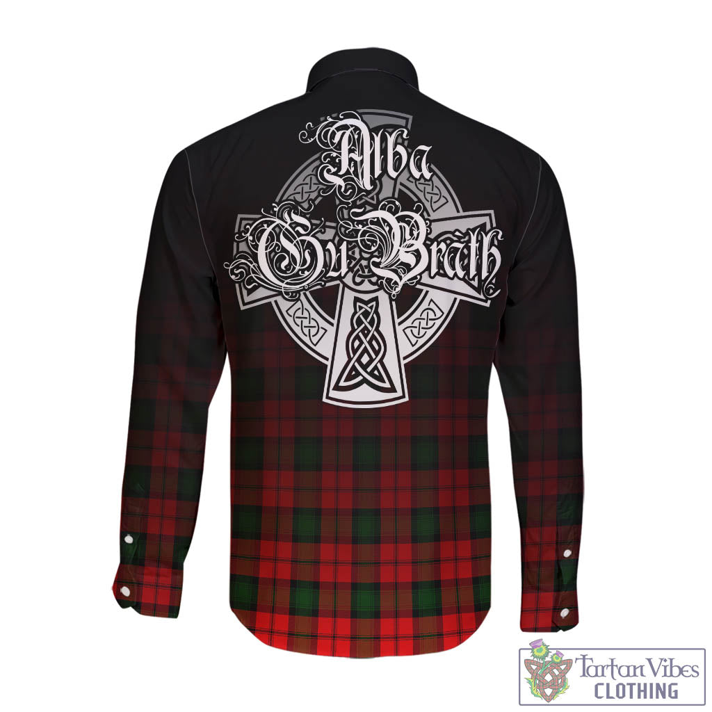 Tartan Vibes Clothing Kerr Modern Tartan Long Sleeve Button Up Featuring Alba Gu Brath Family Crest Celtic Inspired