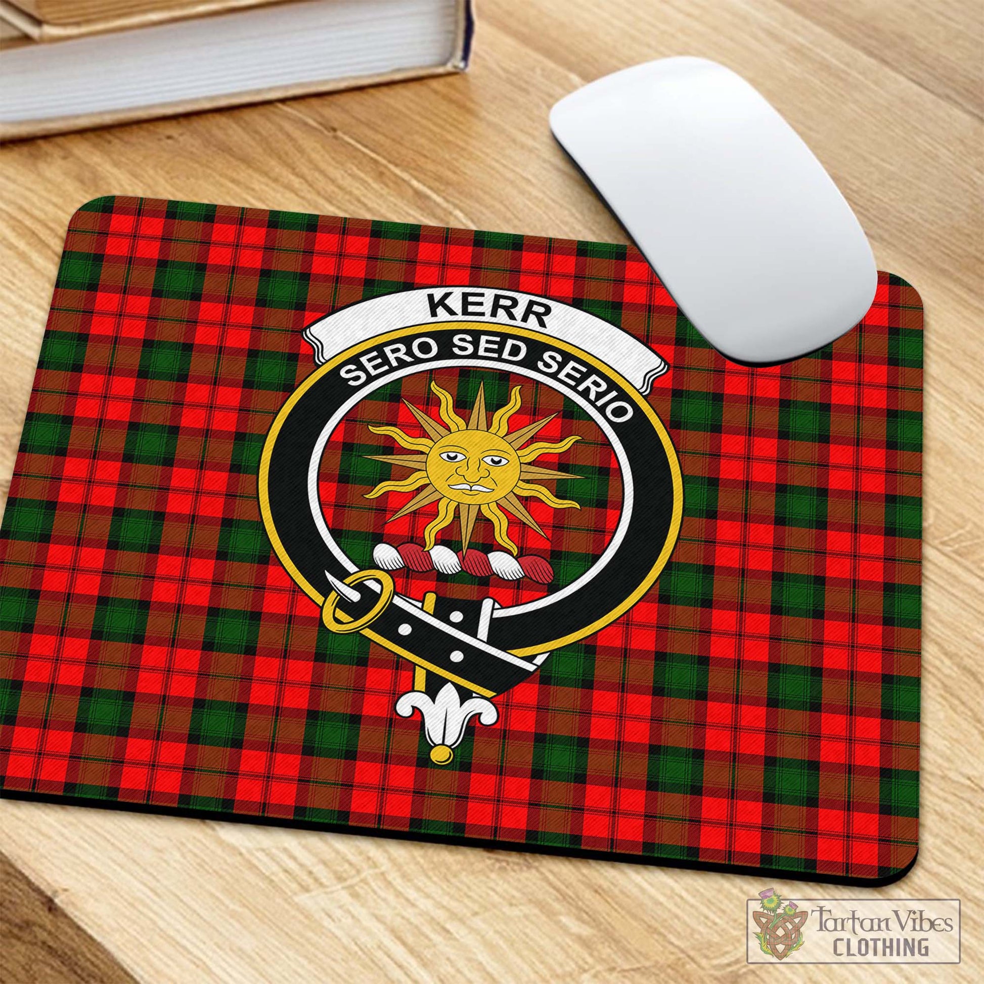 Tartan Vibes Clothing Kerr Modern Tartan Mouse Pad with Family Crest