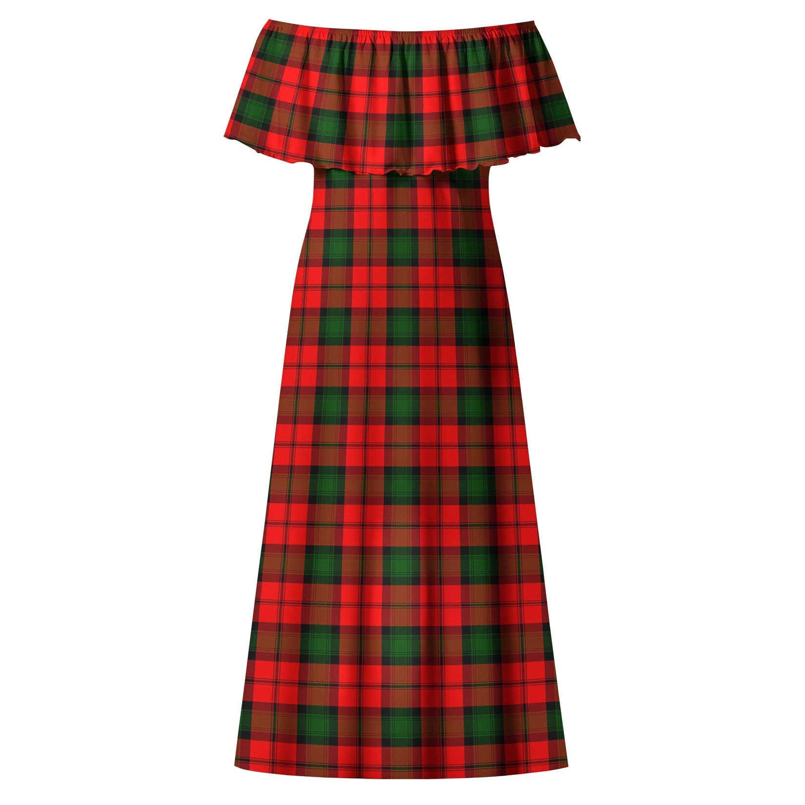 Kerr Modern Tartan Off Shoulder Long Dress - Tartanvibesclothing