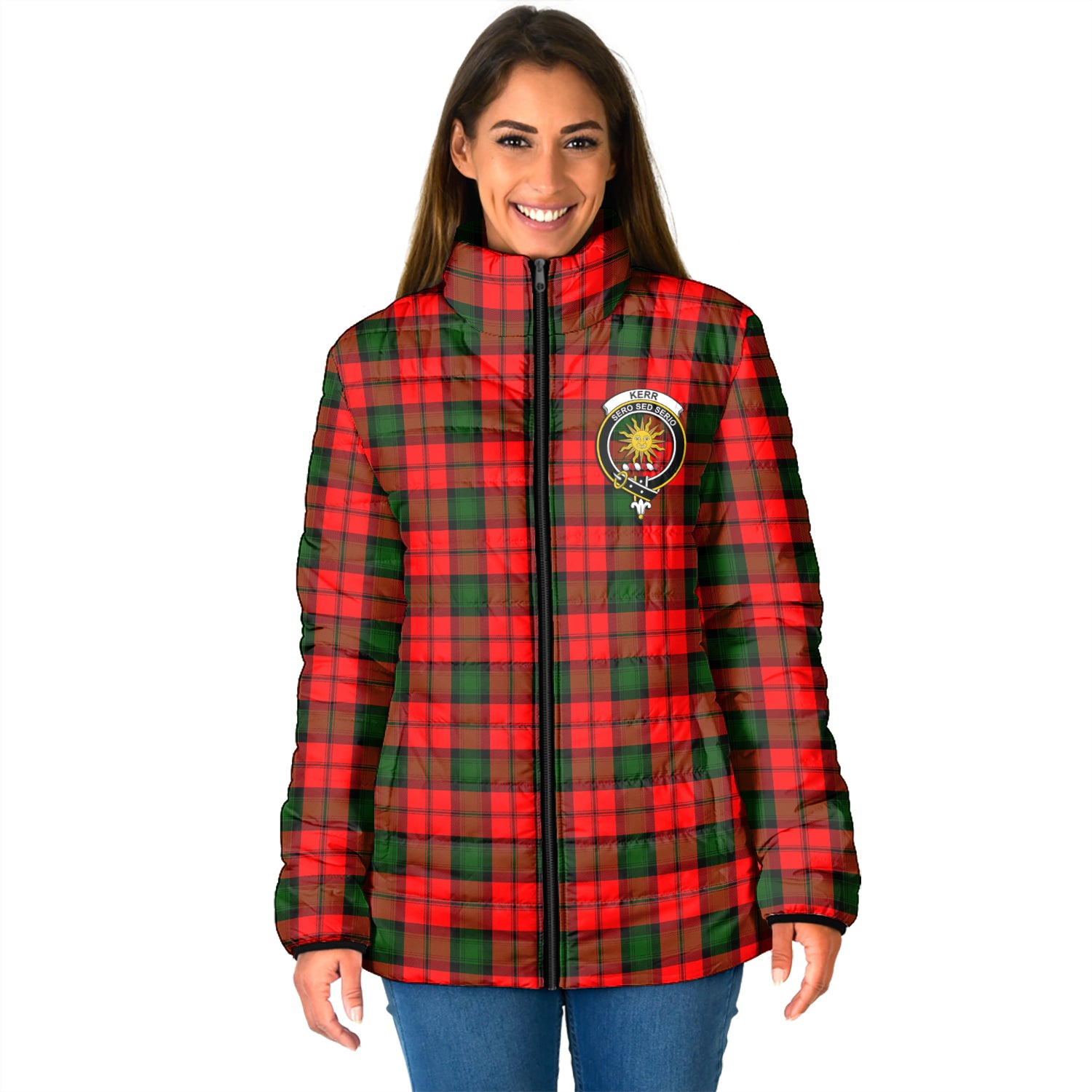 Kerr Modern Tartan Padded Jacket with Family Crest - Tartan Vibes Clothing