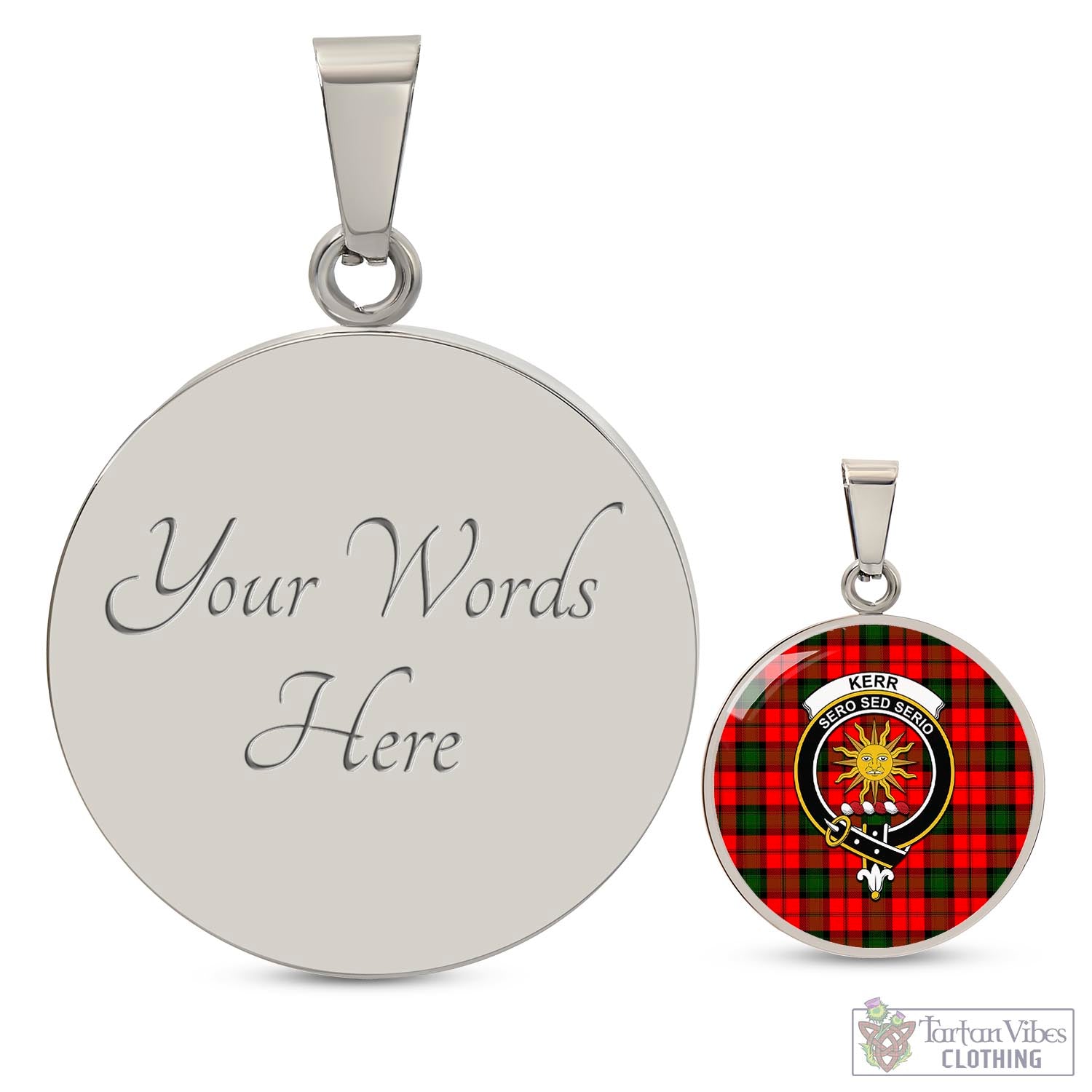 Tartan Vibes Clothing Kerr Modern Tartan Circle Necklace with Family Crest