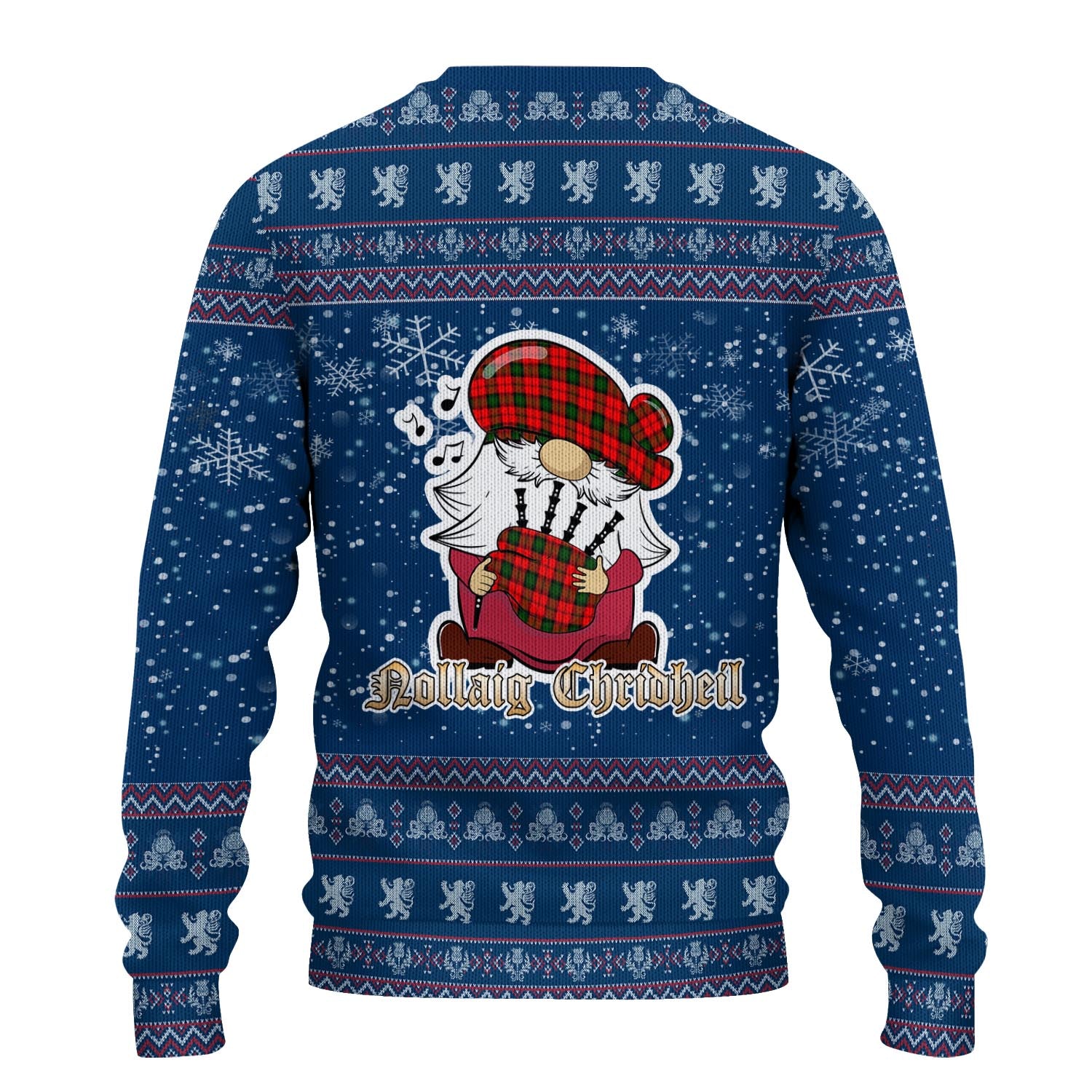 Kerr Modern Clan Christmas Family Knitted Sweater with Funny Gnome Playing Bagpipes - Tartanvibesclothing