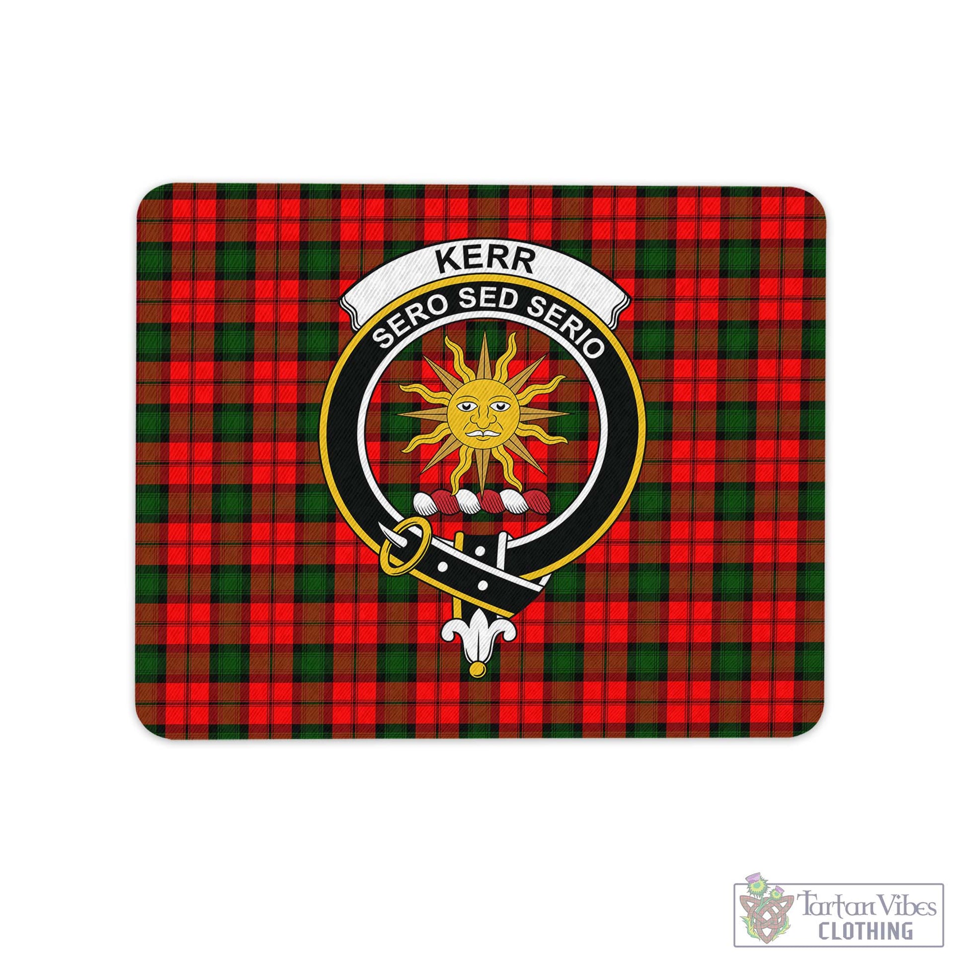 Tartan Vibes Clothing Kerr Modern Tartan Mouse Pad with Family Crest