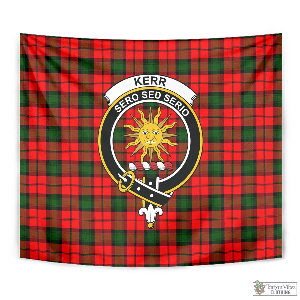 Tartan Vibes Clothing Kerr Modern Tartan Tapestry Wall Hanging and Home Decor for Room with Family Crest