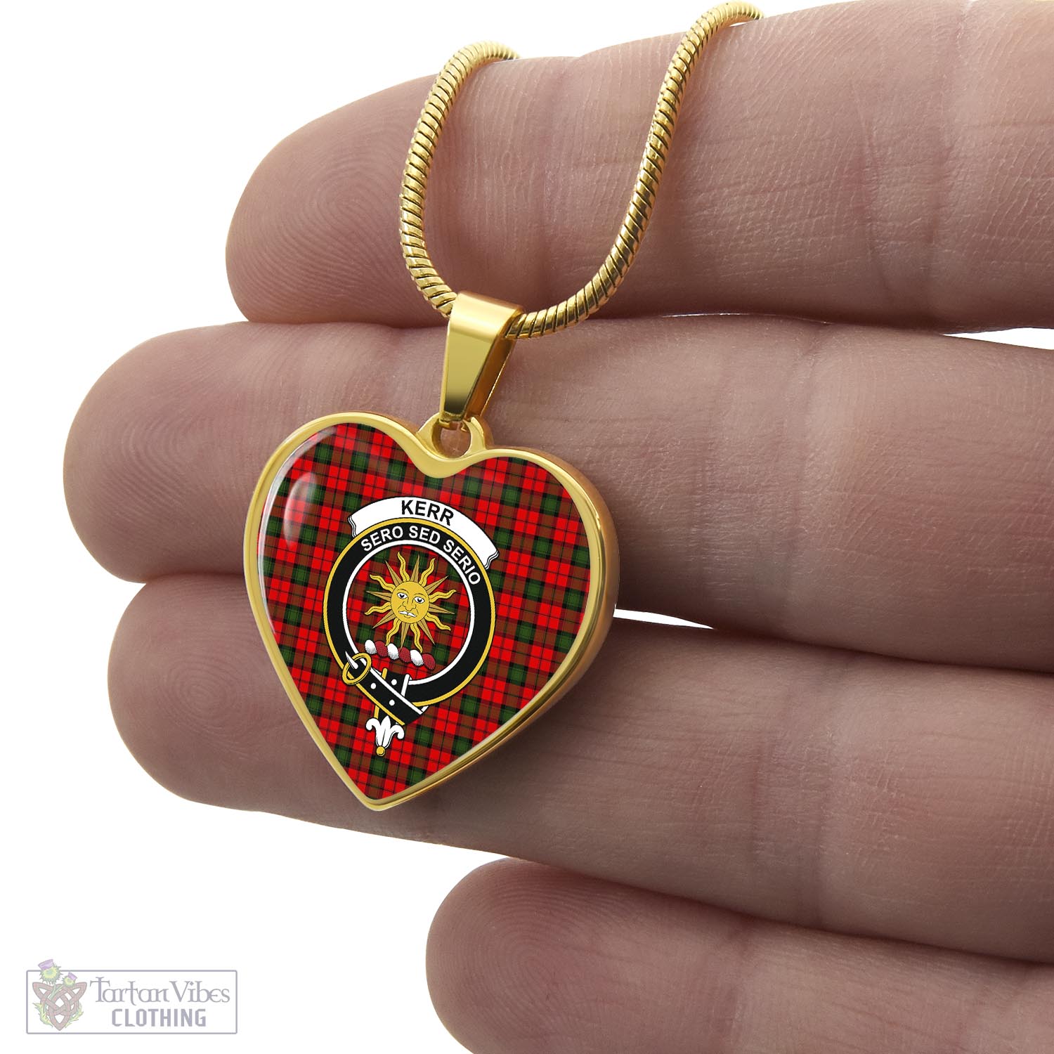 Tartan Vibes Clothing Kerr Modern Tartan Heart Necklace with Family Crest