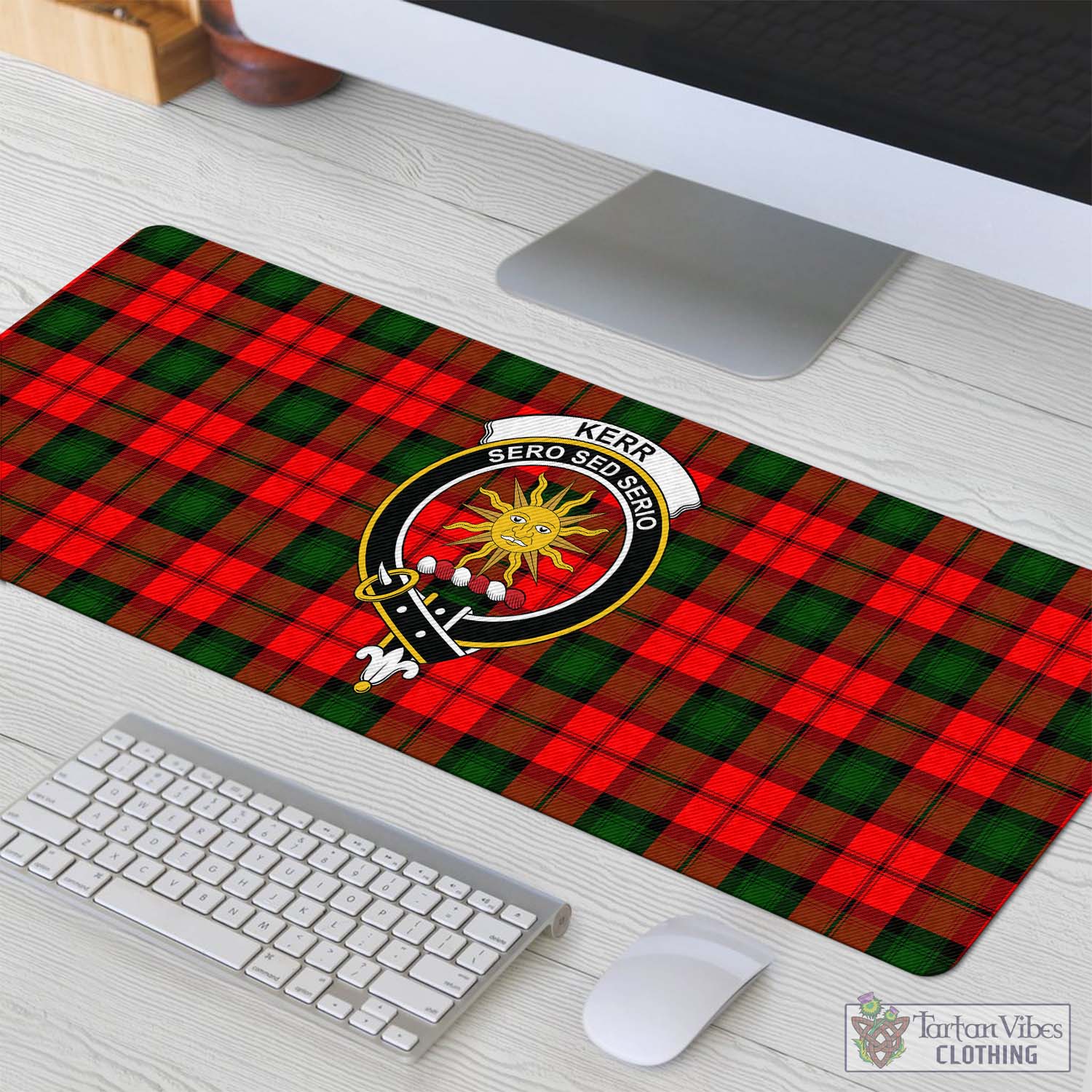 Tartan Vibes Clothing Kerr Modern Tartan Mouse Pad with Family Crest