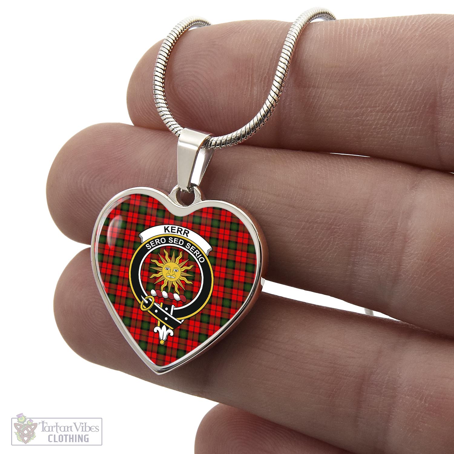 Tartan Vibes Clothing Kerr Modern Tartan Heart Necklace with Family Crest