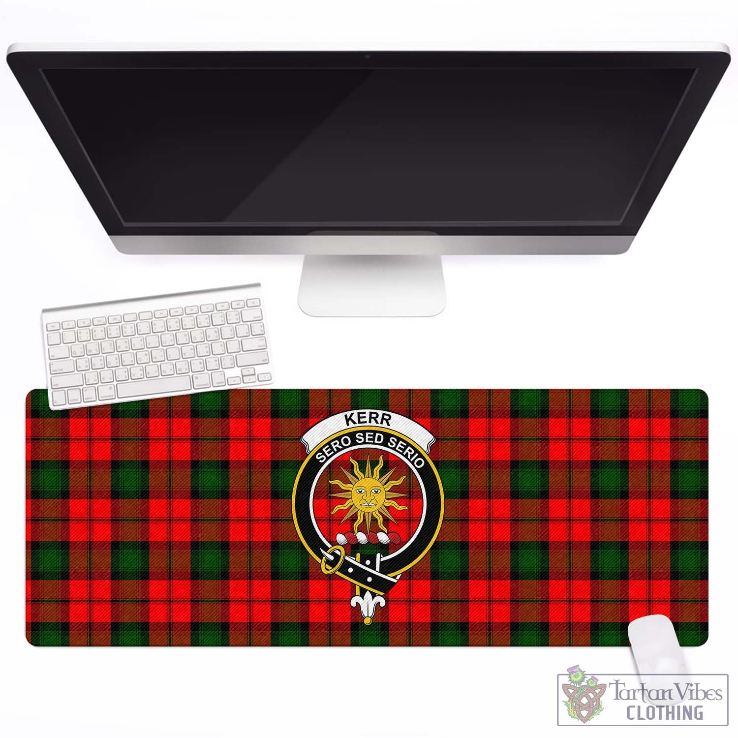 Tartan Vibes Clothing Kerr Modern Tartan Mouse Pad with Family Crest