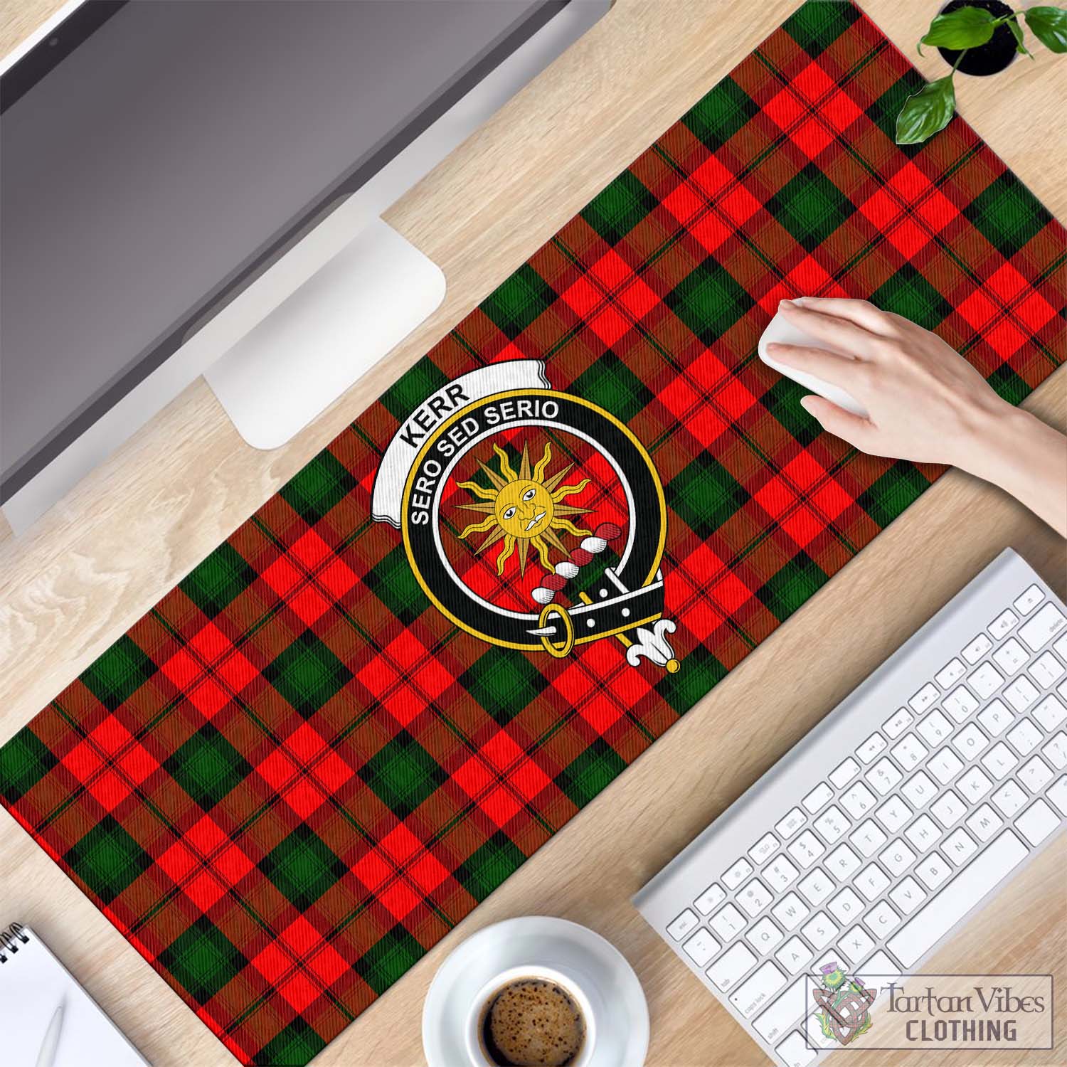 Tartan Vibes Clothing Kerr Modern Tartan Mouse Pad with Family Crest