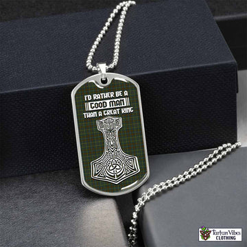 Kerry County Ireland Tartan Dog Tag Necklace Viking Mjolnir Style