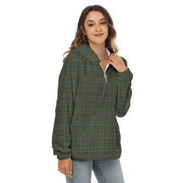 Kerry County Ireland Tartan Women's Borg  Half Zip Fleece Hoodie