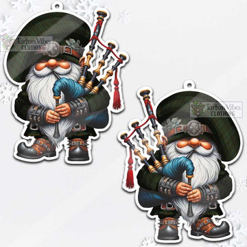 Kerry County Ireland Tartan Bagpiper Gnome Christmas Ornament