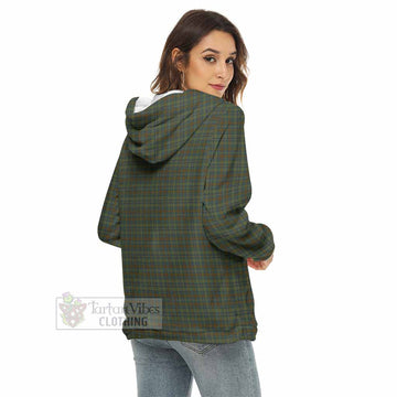 Kerry County Ireland Tartan Women's Borg  Half Zip Fleece Hoodie