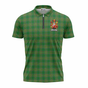 Keyes Irish Clan Tartan Zipper Polo Shirt with Coat of Arms Unisex - Tartan Vibes Clothing