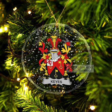 Keyes Irish Clan Christmas Glass Ornament with Coat of Arms Transparent Glass Circle - 2D-tartanvibesclothing
