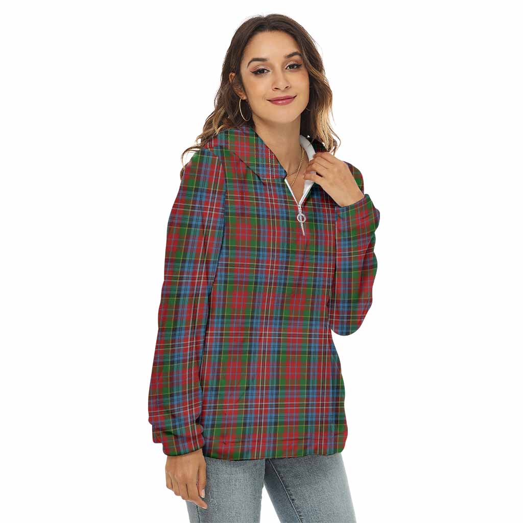 Tartan Vibes Clothing Kidd Tartan Women's Borg  Half Zip Fleece Hoodie