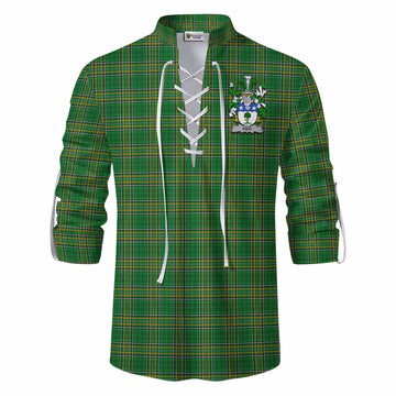 Kidd Irish Clan Tartan Ghillie Kilt Shirt with Coat of Arms