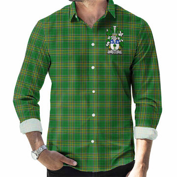 Kidd Irish Clan Tartan Long Sleeve Button Up with Coat of Arms