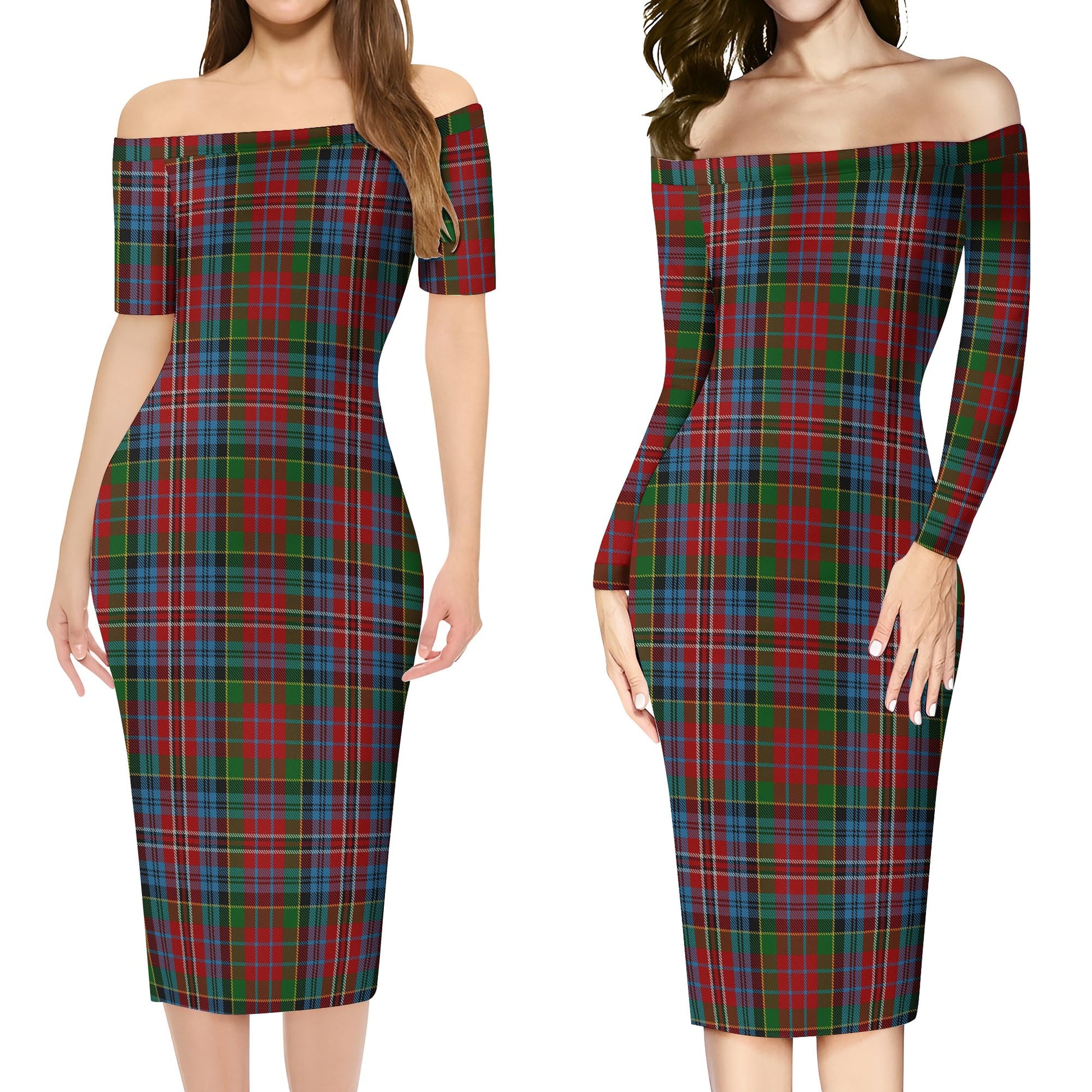 Kidd Tartan Off Shoulder Lady Dress Women's Dress - Tartanvibesclothing