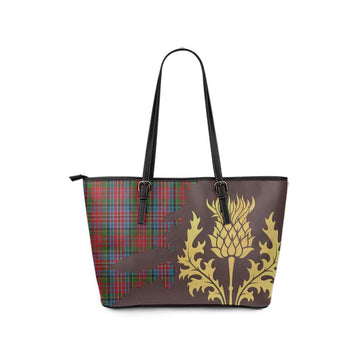 Kidd Tartan Leather Tote Bag Gold Thistle Style - Tartan Vibes Clothing