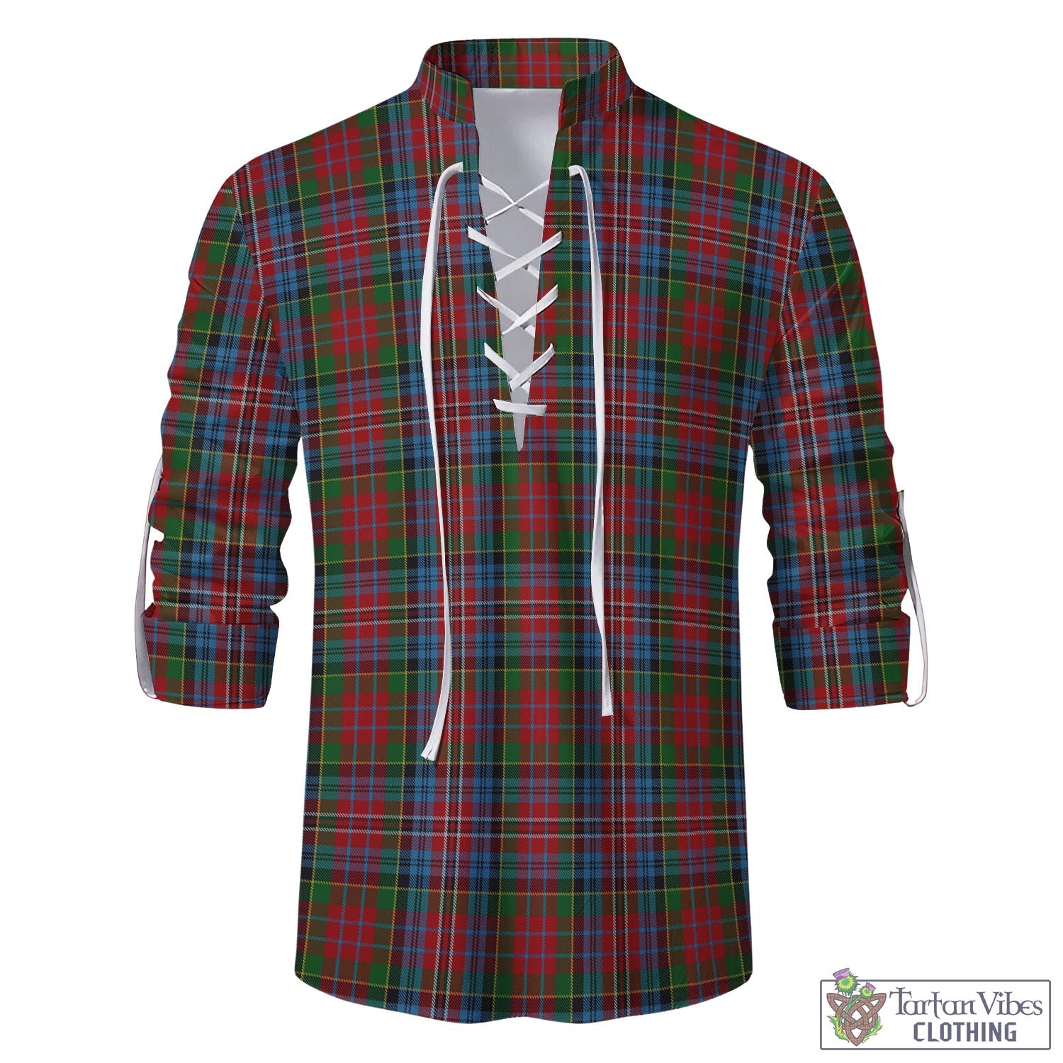 Tartan Vibes Clothing Kidd Tartan Men's Scottish Traditional Jacobite Ghillie Kilt Shirt