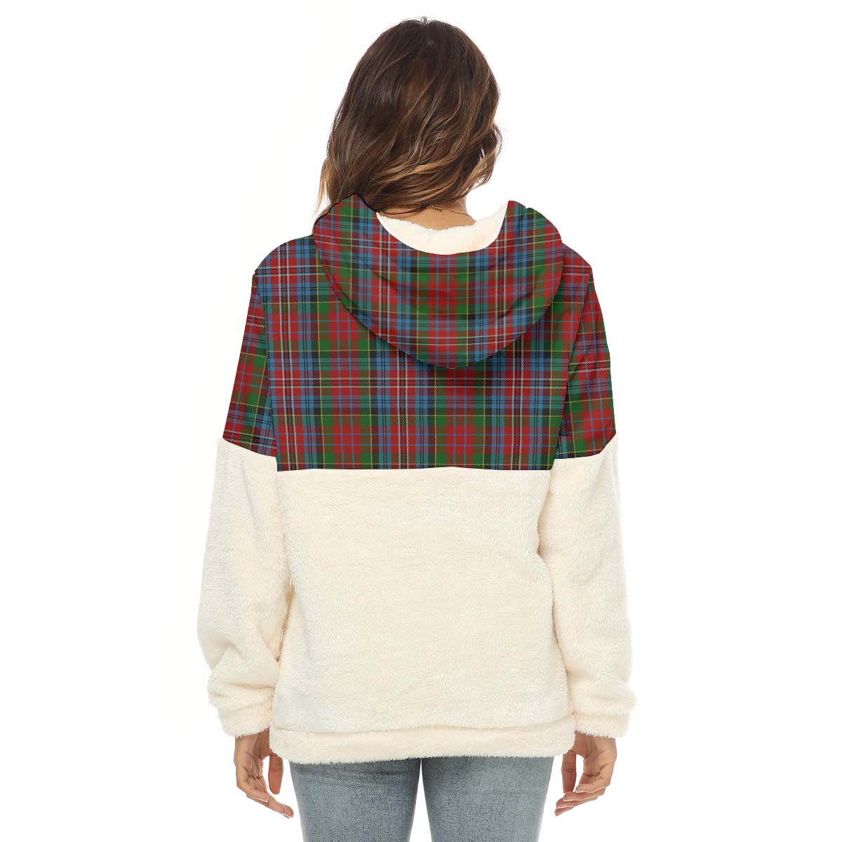 Kidd Tartan Women's Borg Fleece Hoodie With Half Zip - Tartan Vibes Clothing