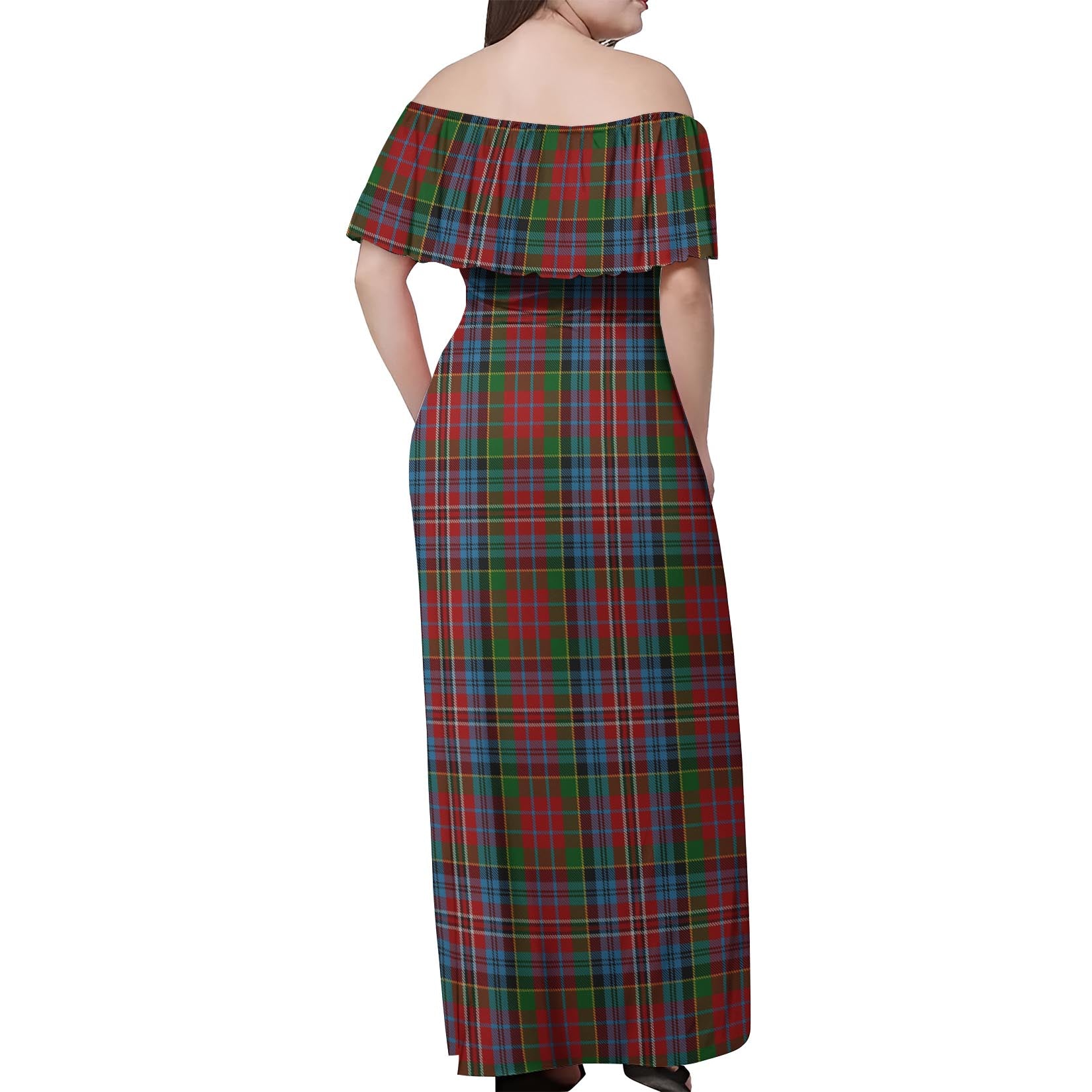 Kidd Tartan Off Shoulder Long Dress - Tartanvibesclothing